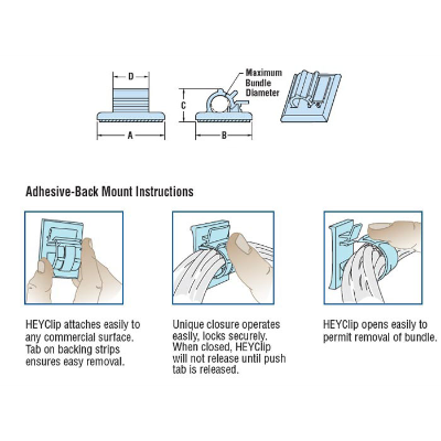 Heyco 0.375 Adhesive Backed Wire Clip